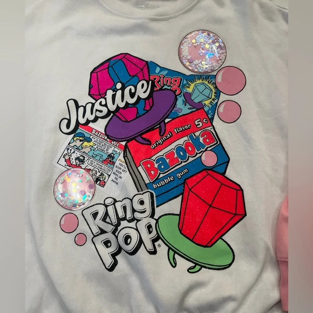 Justice Kids Cream and Pink Graphic Sweatshirt